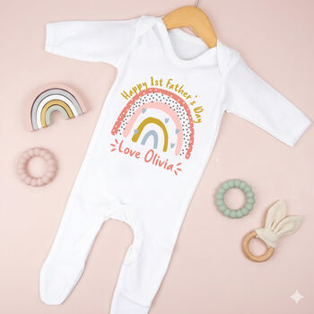 Personalised First Father's Day Babygrow / Baby Bodysuit Rainbow, 3 of 7