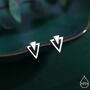 Art Deco Style Tiny Double Triangle Stud Earrings In Sterling Silver, thumbnail 1 of 11