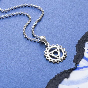 Sterling Silver Throat Chakra Necklace, 2 of 3
