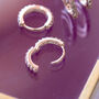 Rose Gold Crystal Huggie Earrings, thumbnail 2 of 4