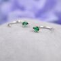 Emerald Green Cz Droplet Huggie Hoop Earrings Two, thumbnail 2 of 11