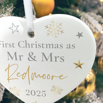 First Christmas As Ceramic Heart Hanging Decoration Bauble+ Gift Box, 6 of 7