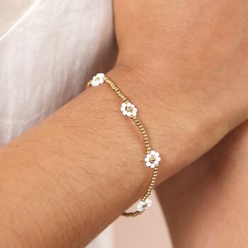 Stainless Steel Daisy Beaded Bracelet, 2 of 8