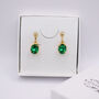 Oval Emerald Green Crystal Clip On Earrings, thumbnail 1 of 4