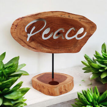 Wooden Peace Tealight Holder Home Gift, 3 of 3