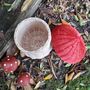 Mushroom Basket With Red Hand Dyed Lid, thumbnail 5 of 5