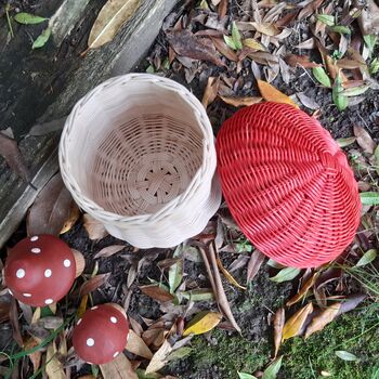 Mushroom Basket With Red Hand Dyed Lid, 5 of 5