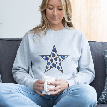 Leopard Print Star Sweatshirt With Blue, 2 of 4