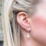 Teardrop Pearl And Crystal Fish Hook Earrings, thumbnail 2 of 4