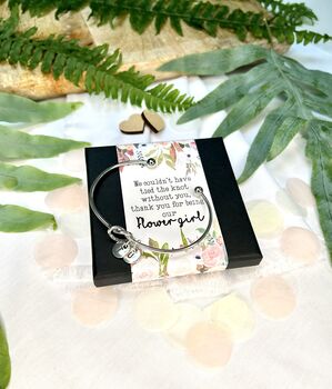 Flower Girl Bangle | Can't Tie The Knot Without You Gift, 2 of 12