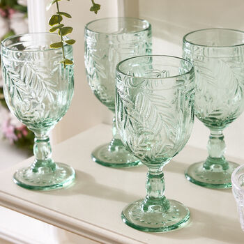 Set Of Four Laurier Green Wine Goblets, 4 of 6