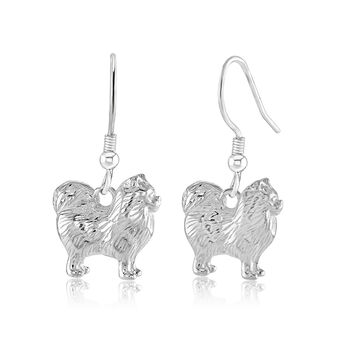 Sterling Silver Pomeranian Hoop Or Hook 3D Earrings, 3 of 6
