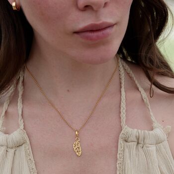 18ct Gold Feather Charm Necklace, 2 of 6