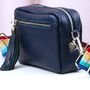 Personalised Navy Crossbody Bag With Patterned Strap, thumbnail 1 of 8