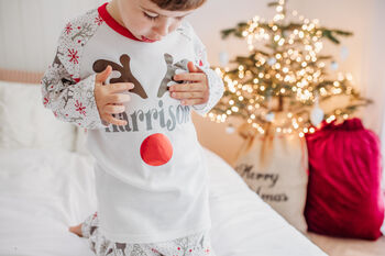 Personalised Rudolph Pj's For Baby, Kids, Boy, Girl, 2 of 5