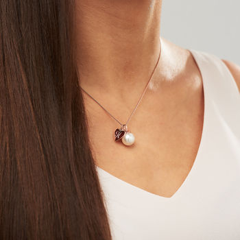 Rose Gold Vermeil Pearl Necklace With Monogram Charm, 6 of 11