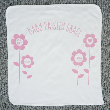 Personalised Flower New Baby Blanket, 2 of 4