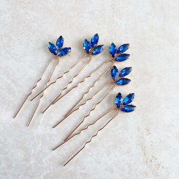 Gold And Royal Blue Hair Pin Set, 2 of 6