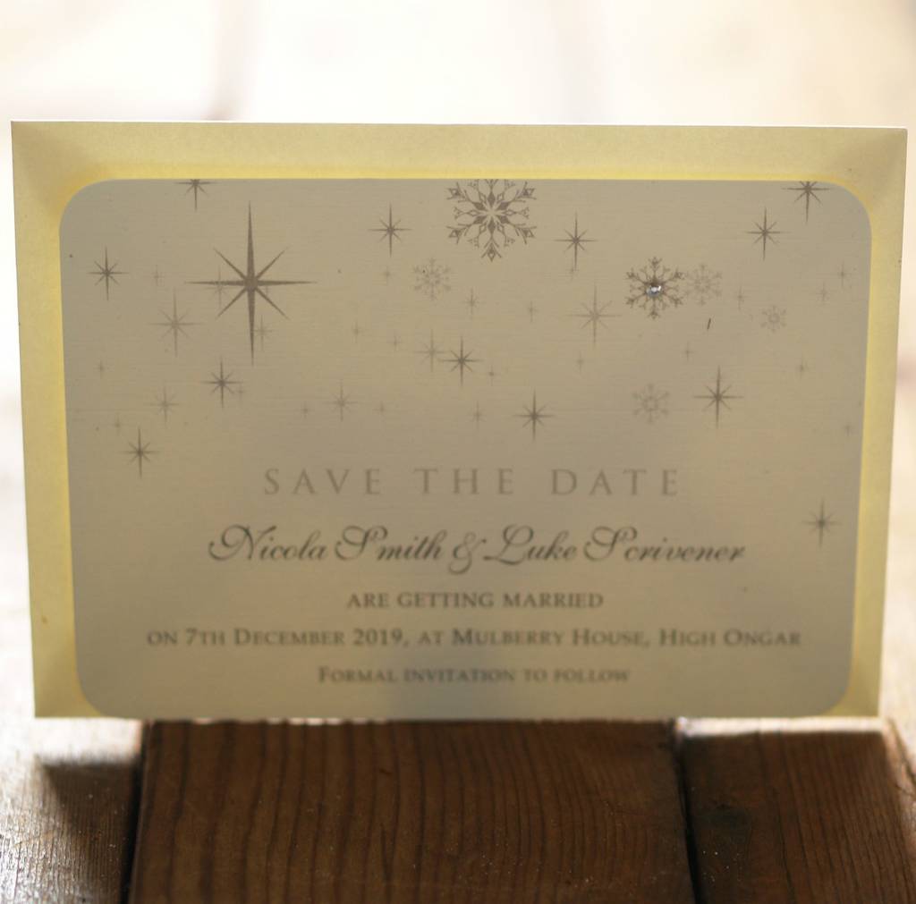 Snowflake Winter Themed Wedding Save The Date By Beautiful Day