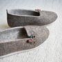 Wool Ballerina Style Slippers With Toggle Oak Brown, thumbnail 4 of 5