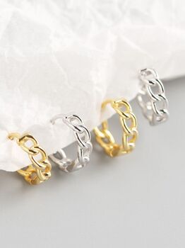 Gold Plated And Sterling Silver Chain Earring Hoops, 4 of 8