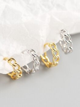 Gold Plated And Sterling Silver Chain Earring Hoops, 3 of 7