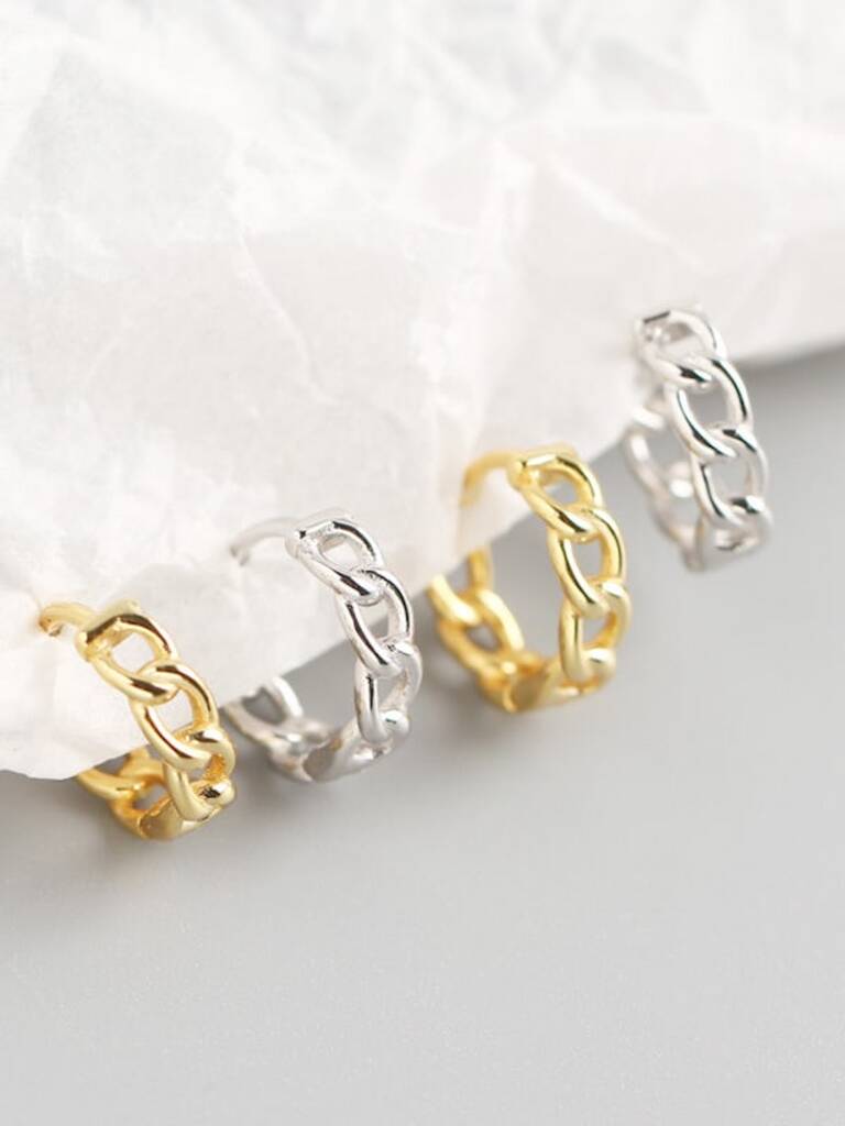 Gold Plated And Sterling Silver Chain Earring Hoops By Elk & Bloom