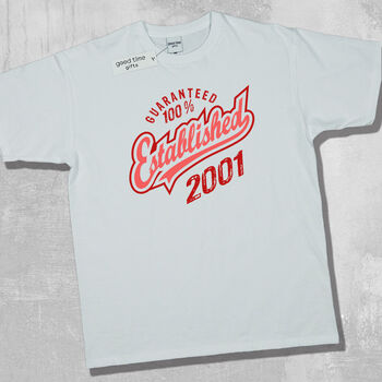'Established 2001' 21st Birthday Gift T Shirt, 6 of 11