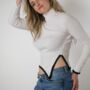 White Knitted Turtleneck Pullover Casual Sweater, thumbnail 1 of 7