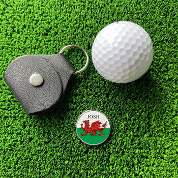 Personalised Welsh Flag Golf Ball Marker And Holder, 2 of 2