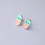 Pink Enamel Happy Pills Stud Earrings, thumbnail 2 of 4