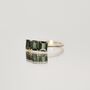 14k Gold Vermeil Deco Ring In Green Tourmaline, thumbnail 7 of 9