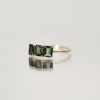 14k Gold Vermeil Deco Ring In Green Tourmaline, 7 of 9