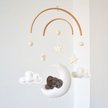 Sleeping Elephant With Stars And Clouds Baby Mobile, 8 of 11