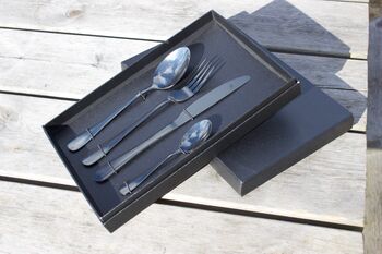 Personalised Black Cutlery Set With Free Gift Box, 2 of 3