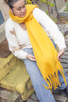 Yellow Colour Block Warm Wrap Scarf, 2 of 5