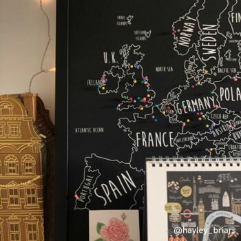 Personalised Europe Pin Board Map With Pins, 3 of 12