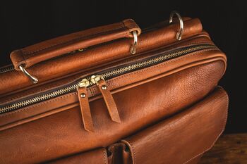 Tan Leather Briefcase Laptop Bag, 2 of 12