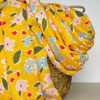 Ditsy Flower Scarf In Yellow, 2 of 3