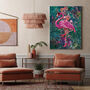 Flamingo In Tropical Flower Jungle Wall Art Print, thumbnail 2 of 6