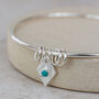 Sterling Silver Diamond And Turquoise Charm Bangle, thumbnail 2 of 3