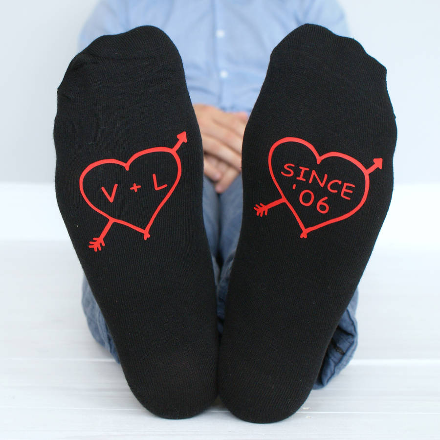 personalised men's arrow heart socks by sparks and daughters ...