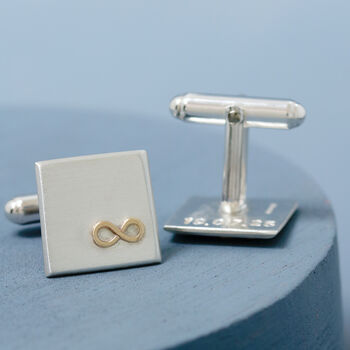 Personalised Wedding Cufflinks. Gold Infinity Symbol, 9 of 10