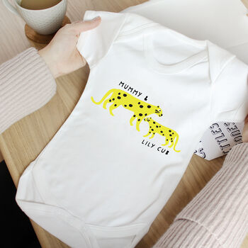 Leopard And Cub Personalised Babygrow, 3 of 5
