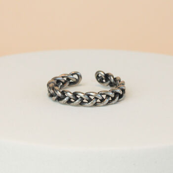 Silver Plaited Band Adjustable Ring, 2 of 3