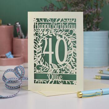 Personalised 40th Birthday Card Papercut Flower Design, 5 of 7