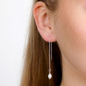 Freshwater Pearl And Sterling Silver Threader Earrings
