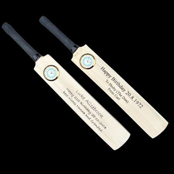 Personalised Mini Cricket Bat With Clock, 3 of 7