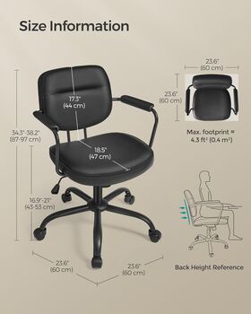 Desk Chair Ergonomic Synthetic Leather Office Chair, 11 of 12