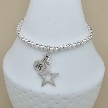 Skinny Bead Bracelet With Star And Number Charms, 3 of 6